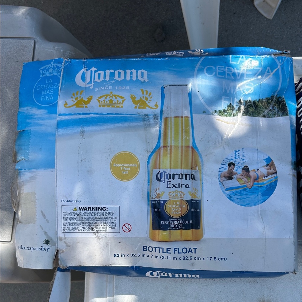 Bottle Float - Inflatable Pool Lounger (Yellow/White)